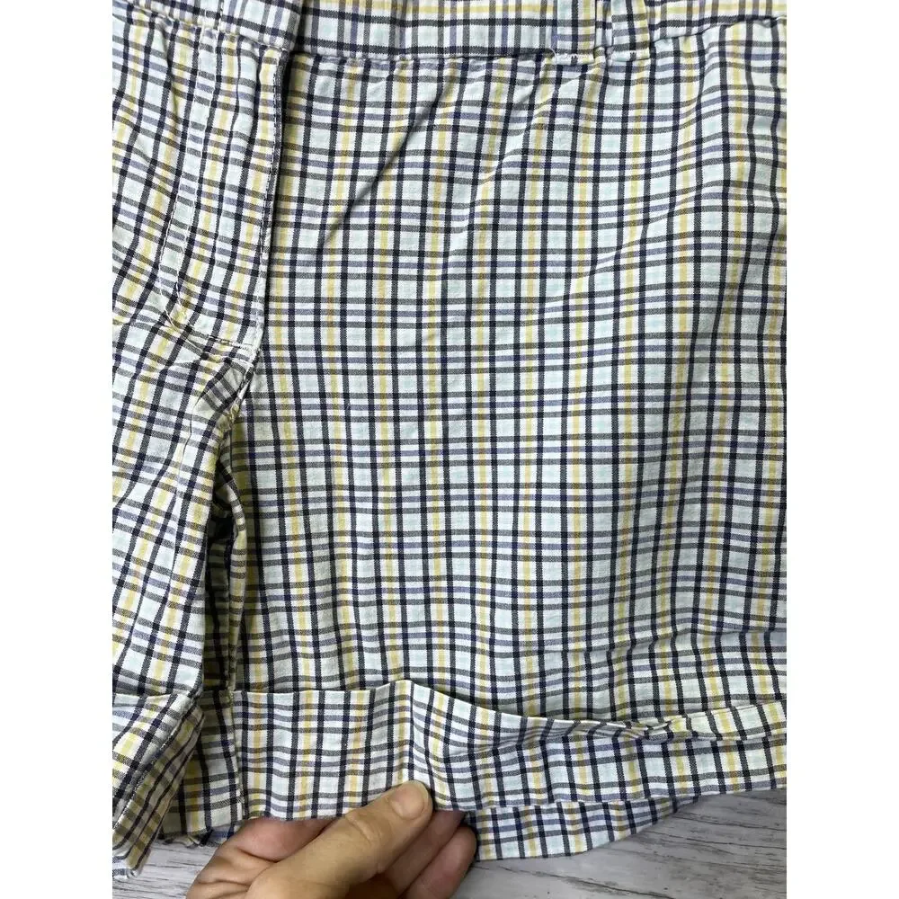Tommy Hilfiger Shorts‎ Womens 4 Blue Yellow Plaid Cotton Casual Summer Pockets